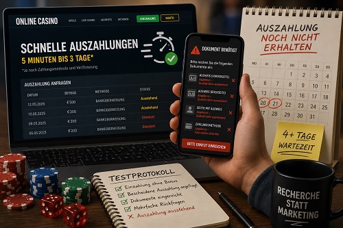 Test schneller Auszahlungen bei Online Casinos