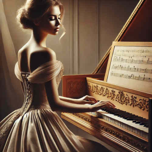 Eine Musikerin mit dem Instrument