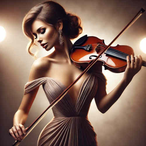 Eine Musikerin mit dem Instrument