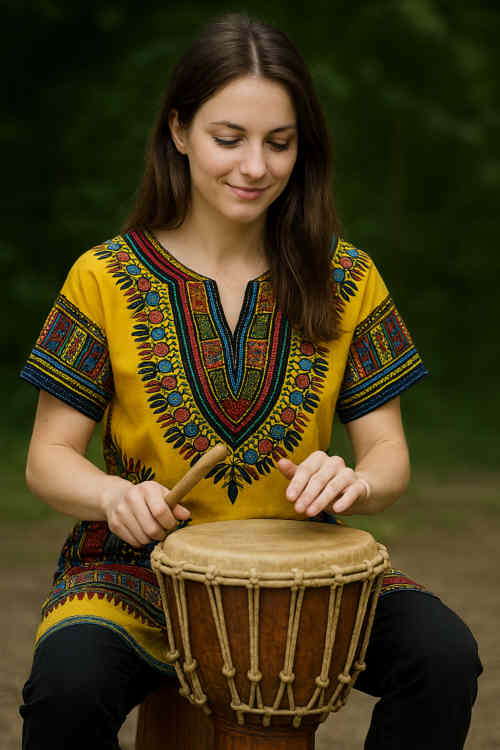 Musikerin mit dem Instrument