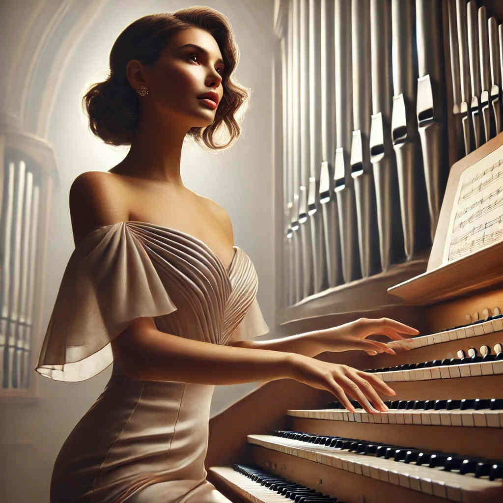 Eine Musikerin mit dem Instrument