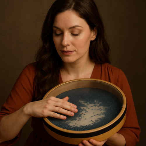 Ozeantrommel (Ocean Drum) gespielt von einer Musikerin