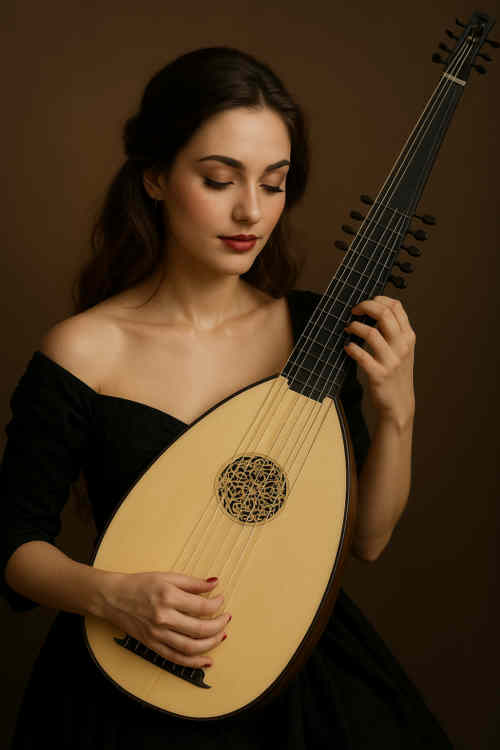 Musikerin mit Theorbe