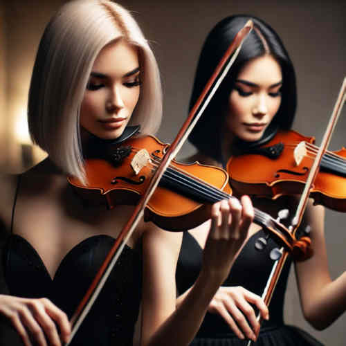 Zwei Violinistinnen beim Duo
