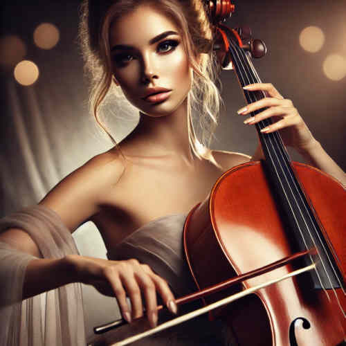 Eine Musikerin mit dem Instrument